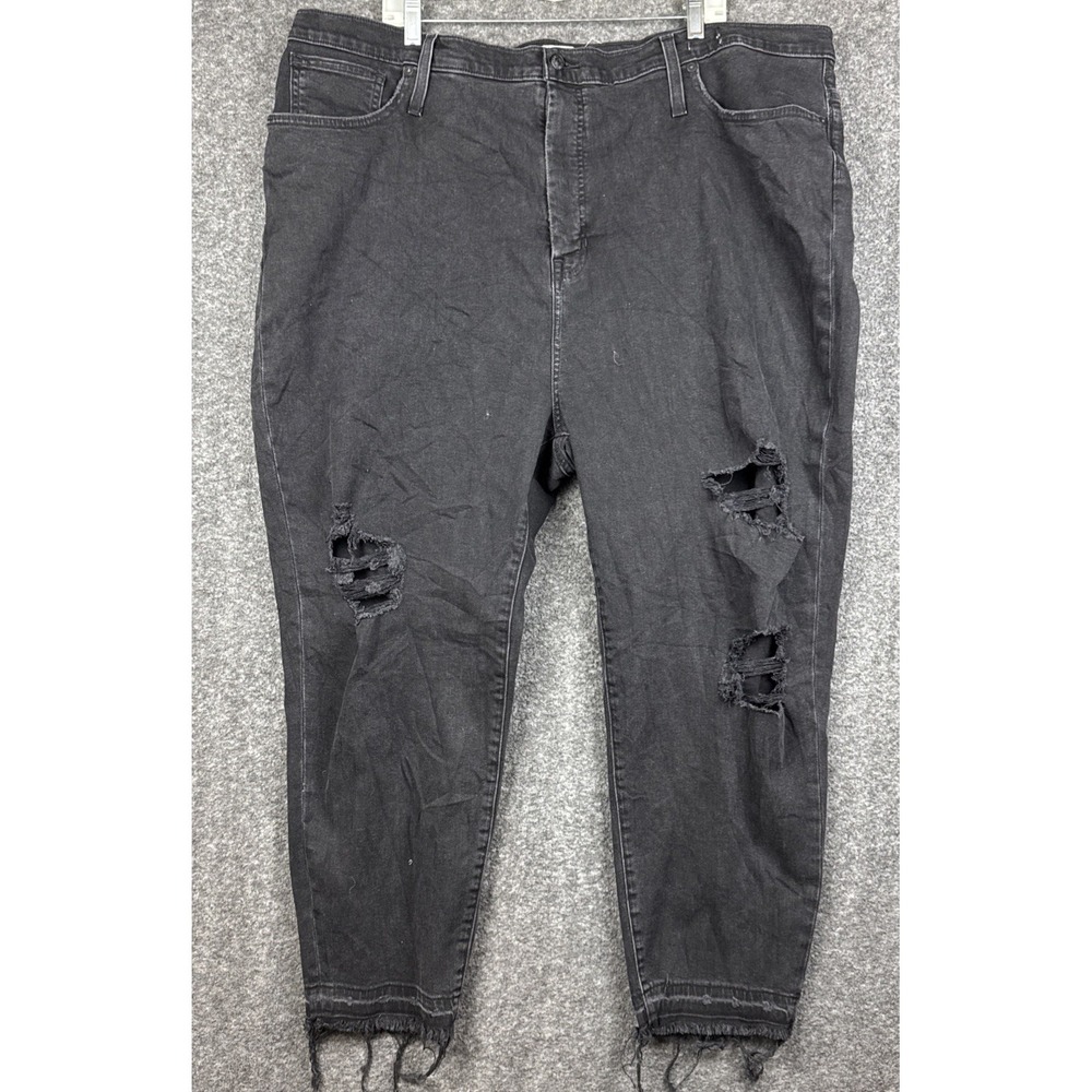 Madewell The Mom Jeans Women's Size 37 High Rise Black Denim Cotton Distressed